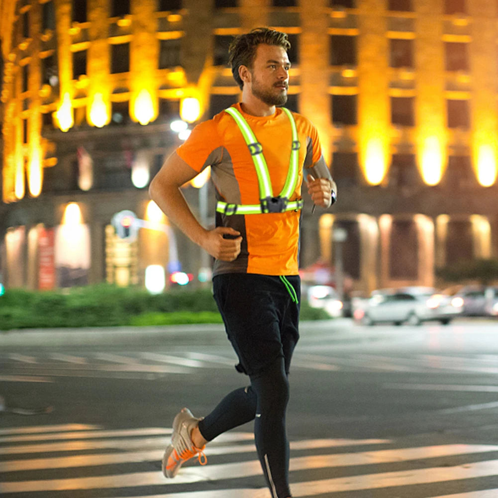 High Visibility Running Vest Adjustable & Elastic Reflective Running Vest Outdoor Reflective Vest Reflective Running Vest Gear